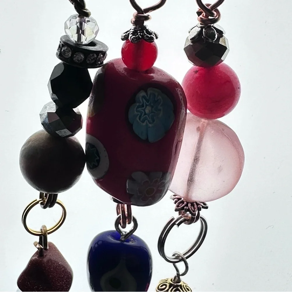 Artisan Glass Bead Brooch | Hand Crafted | Dangle Charm |  Pin Wire-Wrapped OOAK